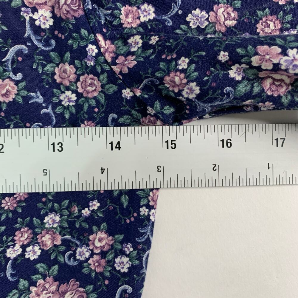 Gunne Sax S Vintage Lace Floral Print Short Sleeve Gunnie Dress Dark Blue *flaw - Picture 6 of 8